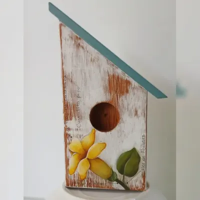 Casinha decorativa de bancada - Flor de Abóbora - artesanato de Flor Seca Casa e Ambiente