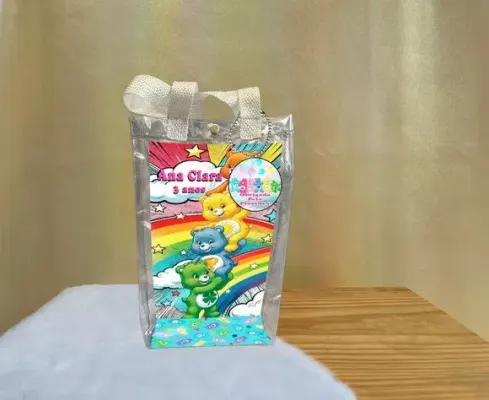 Sacola Transparente Ursinhos Carinhosos Personalizado - artesanato de Artmanha Lembrancinhas