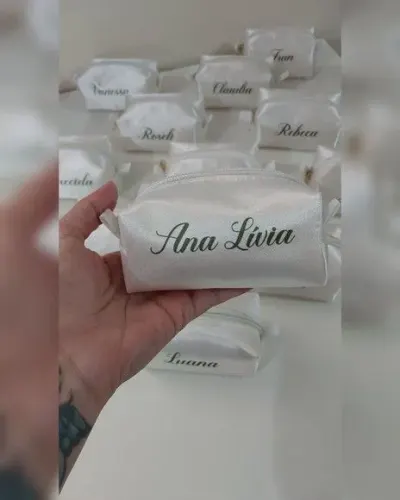 Necessaire Mini Box - Branco e Verde - artesanato de Innovare Studio