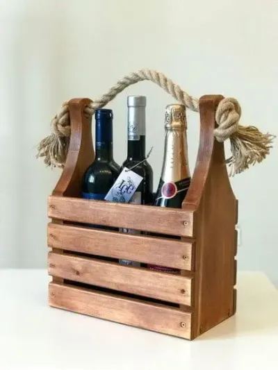 Caixa de Madeira para Vinhos - artesanato de DASERRA ARTE EM MADEIRA