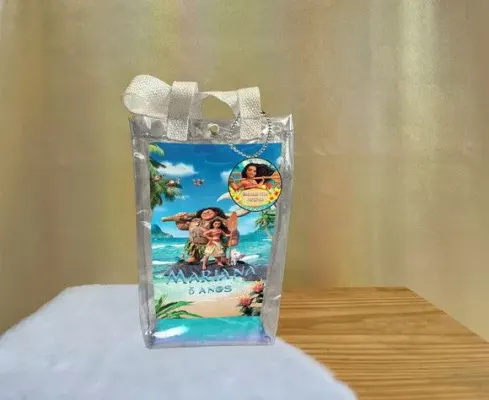 Sacola Transparente Moana Personalizado - artesanato de Artmanha Lembrancinhas