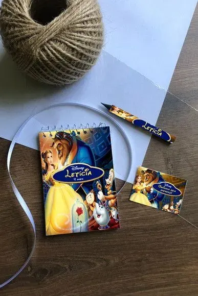 Bloquinho Bela e a Fera Personalizado - artesanato de Mi Papelaria Criativa