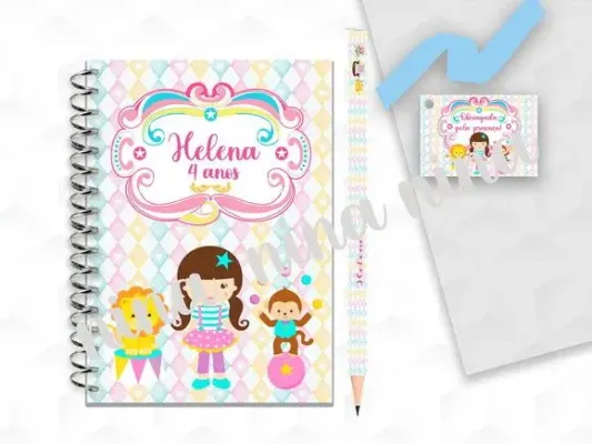 Bloquinho G+lapis Circo Personalizado - artesanato de creativitybynina