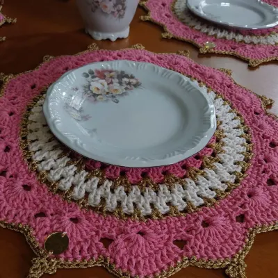 Jogo Americano em crochê - artesanato de Lidiane entre Fios