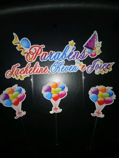 Topper de Bolo Aniversário - artesanato de PAPCRIE