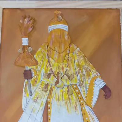 Quadro Obaluaê - artesanato de Abilona Art