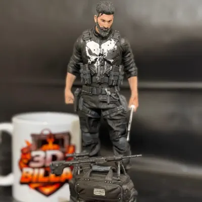 frank castle o justiceiro punisher com barba e sem barba Versão 2026 action figure - artesanato de 3D BILLA