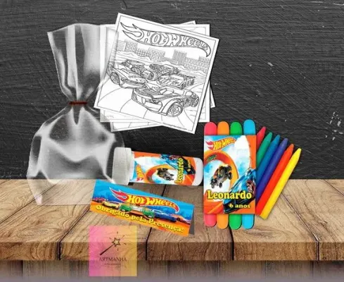 Kit Massinha + Giz + Bolha Hotwheels Personalizado - artesanato de Artmanha Lembrancinhas