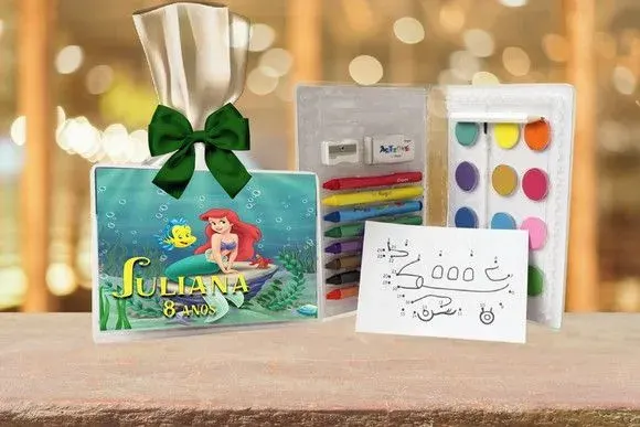 Estojo de Pintura Pequena Sereia Personalizado - artesanato de Artmanha Lembrancinhas