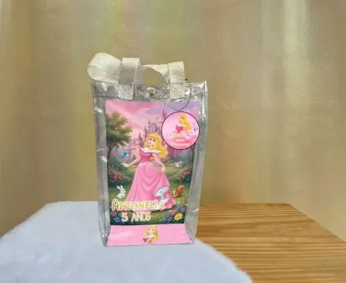 Sacola Transparente Bela Adormecida Personalizado - artesanato de Artmanha Lembrancinhas