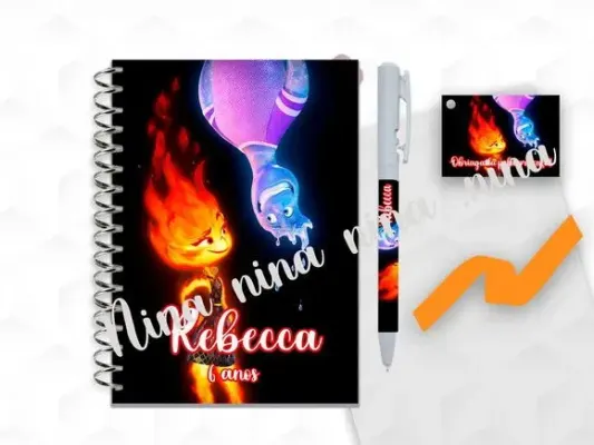 Bloquinho Grande com Caneta Elementos Personalizada - artesanato de creativitybynina