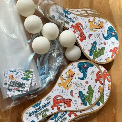 Raquete Ping Pong - Dinossauro - artesanato de Mi Papelaria Criativa