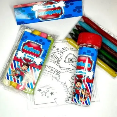 Kit Massinha + Giz + Bolha Patrulha Canina Personalizado - artesanato de Mi Papelaria Criativa