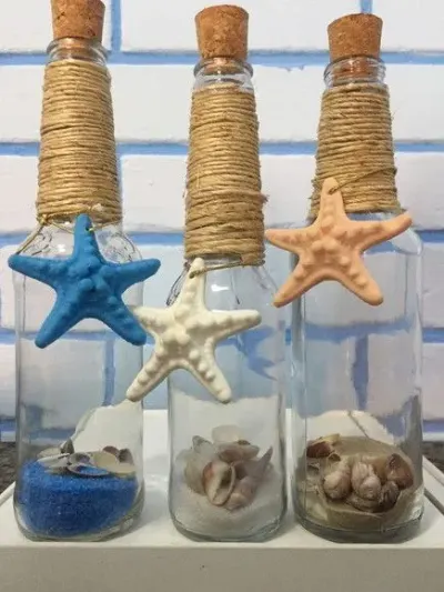 Garrafa para Convite Tema Mar 15 Unidades Colors Conchas - artesanato de ilha arte mar