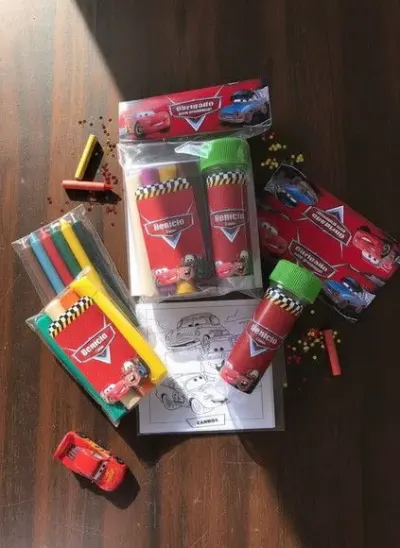 Kit Massinha + Giz + Bolha - Carros Disney Personalizado - artesanato de Mi Papelaria Criativa