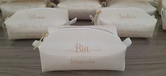 Necessaire mini box - branco e marfim - artesanato de Innovare Studio