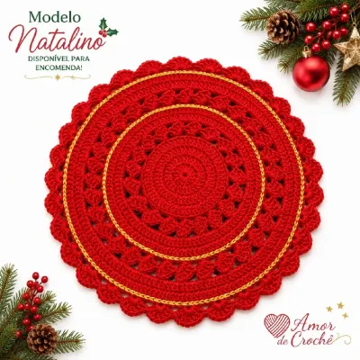 Conjunto de souplast Natalino - artesanato de amor de crochê
