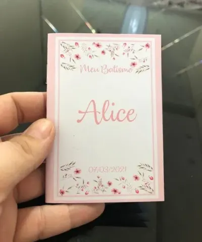 Mini livro de orações para batismo 7x10 - artesanato de Fina Essência Papelaria Personalizada