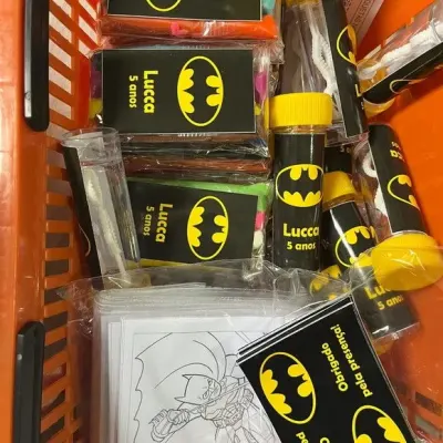Kit Massinha + Giz + Bolha Batman Personalizado - artesanato de Mi Papelaria Criativa