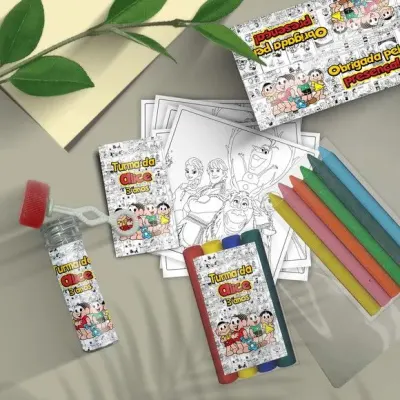 Kit Massinha + Giz + Bolha Turma da Mônica Personalizado - artesanato de Mi Papelaria Criativa