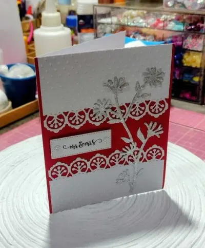 Convite de Casamento - Celebração em Vermelho e Prata" - artesanato de Ateliê de Criação Usina Caseira