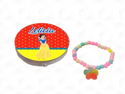 Latinha com Pulseira Branca de Neve Personalizada - artesanato de creativitybynina