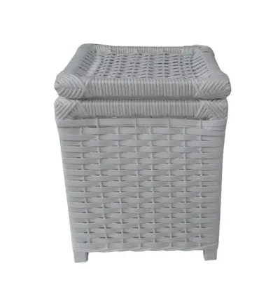 Cesto Lixo Sintético Branco 25x25x32 - artesanato de Mundo Urbano