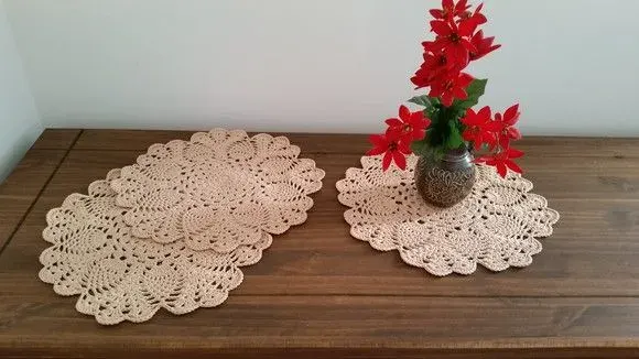 Jogo de Toalhinhas em Crochê Abacaxi 03 Peças - artesanato de Mari Crochê feito com carinho!