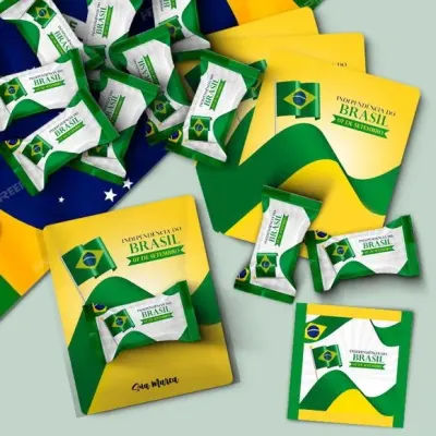 Cartão com Bala - Dia da Independência Personalizado - artesanato de Mi Papelaria Criativa