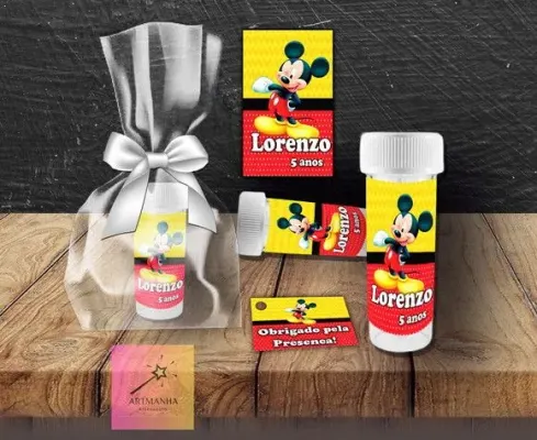 Bolha de Sabão Mickey Personalizada - artesanato de Artmanha Lembrancinhas