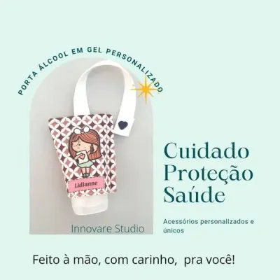 Porta álcool em gel personalizado - artesanato de Innovare Studio