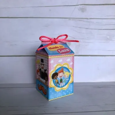 Mini Caixa Milk Mundo Bita Rosa - artesanato de Fina Essência Papelaria Personalizada