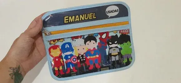 Case porta máscaras dupla face - Heróis - artesanato de Innovare Studio