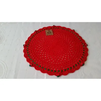 Sousplat em Crochê Natal Vermelho - artesanato de Mari Crochê feito com carinho!