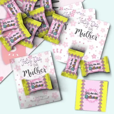 Cartão com Bala - Dia das Mulheres Personalizado - artesanato de Mi Papelaria Criativa