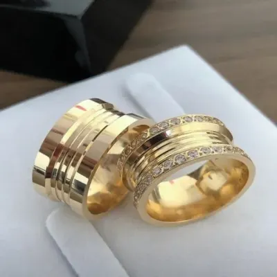 Alianças Italiana de Ouro 18k 10mm 18grs Casamento + Anel - artesanato de TM JOIAS