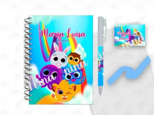 Bloquinho Grande com Caneta Bolofofos Personalizada - artesanato de creativitybynina