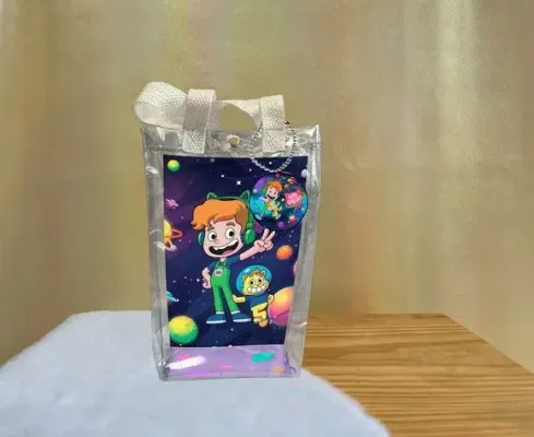 Sacola Transparente Gato Galactico Personalizado - artesanato de Artmanha Lembrancinhas