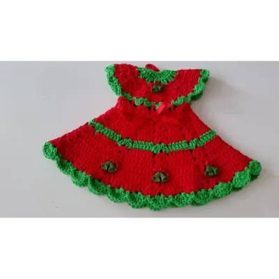 Pegador de Panelas Vestido Cores do Natal Verde/ Vermelho - artesanato de Mari Crochê feito com carinho!