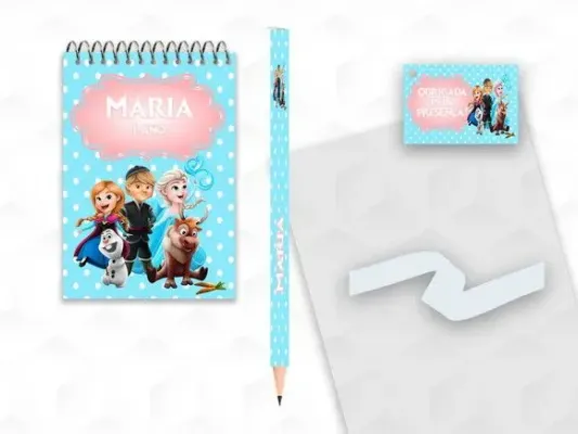 Bloquinho com Lápis Frozen Cute Personalizado - artesanato de creativitybynina