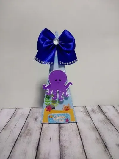 Caixa Cone Fundo Do Mar - artesanato de Fina Essência Papelaria Personalizada
