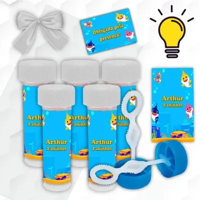 Bolinha de Sabão Baby Shark Personalizada - artesanato de Mi Papelaria Criativa