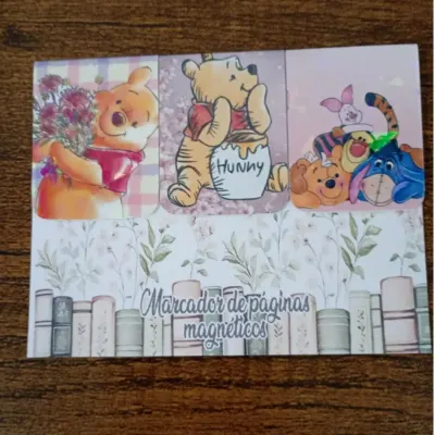 Marcador de Página Magnético Trio 3 - "Ursinho Pooh" - artesanato de Emejhu Personalizados