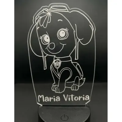 Luminaria Patrulha Canina personalizada para quarto em acrilico de 3mm com base de led RGB - artesanato de TINY LASER