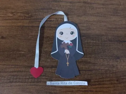 Marcador de Página 13 cm - Santa Rita de Cássia - artesanato de Emejhu Personalizados