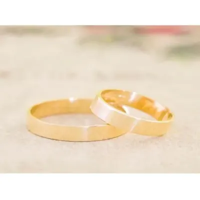 Alianças de Ouro 18k 6mm 6grs Casamento + Anel Solitário - artesanato de TM JOIAS