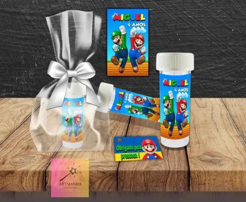 Bolha de Sabão Super Mario Personalizada - artesanato de Artmanha Lembrancinhas