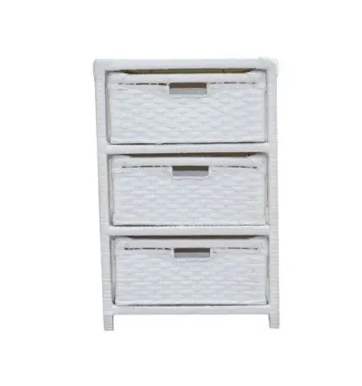 Gaveteiro 3 Gavetas Fibra Sintética Branco 44x32x65 - artesanato de Mundo Urbano