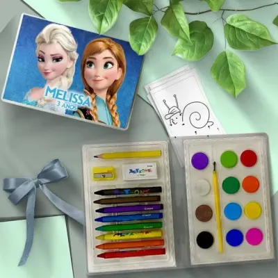 Estojo de Pintura 24pç - Frozen Personalizado - artesanato de Mi Papelaria Criativa
