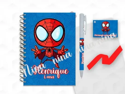 Bloquinho Grande com Caneta Homem Aranha Personalizada - artesanato de creativitybynina
